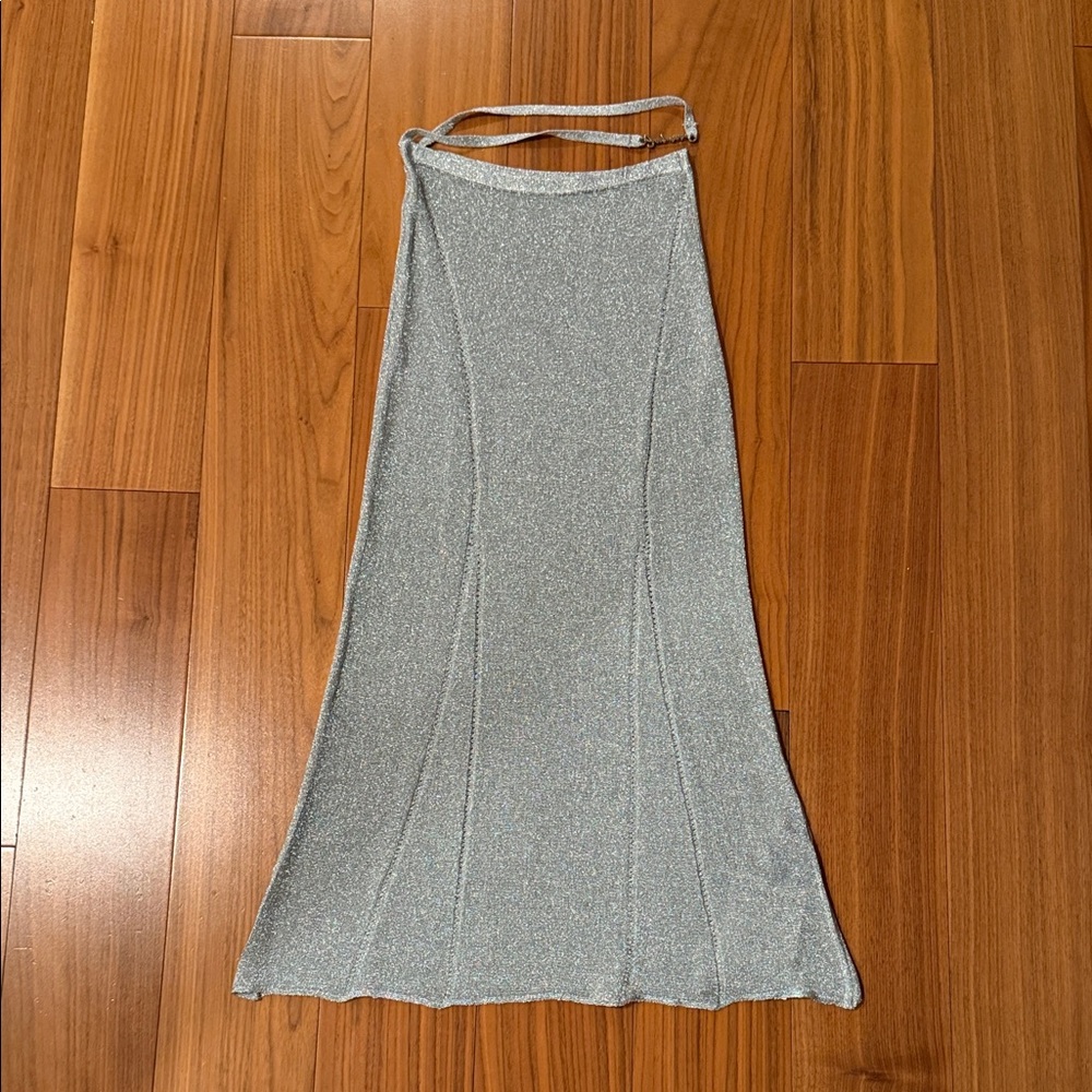 Jacquemus Shimmering Silver A-Line Skirt
